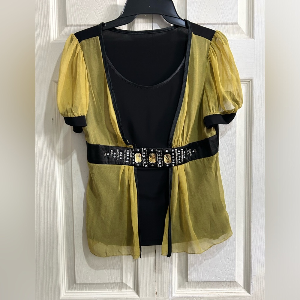 R & G Black/Yellow Top in Size Large